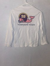 Vineyard Vines Boys Purple Football Whale Graphic L/S Pocket T-Shirt Size Small
