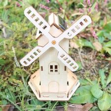 Solar Power Windmill Model DIY Wooden Science Experiment Model for
