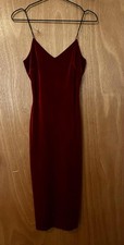 Charlotte Russe Strappy Bodycon Midi Velvet Dress Red Small 