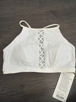 Lululemon Shoreline Swim Top NWT Size 8 White C/D Cup Esca Fabric Pads UV