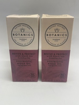 TWO PACK Botanics Revive & Protect Postbiotic Aqua Oil 0.84 fl oz New Authentic