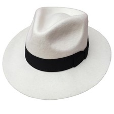 White Classic WoolFelt Mafia Fedora Hat Godfather Hat