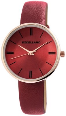 Excellanc Damen-Uhr Analog Quarz Metallgehäuse Lederimitationsarmband
