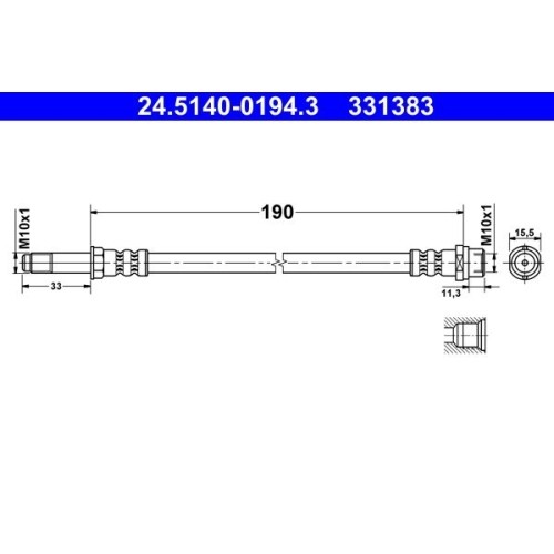1X Bremsschlauch ATE 24.5140-0194.3 Passend FüR VAG-image