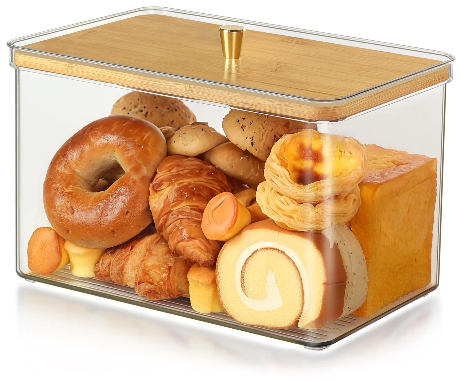 Breadbox for Kitchen Countertop, Bread Storage Container with Lid for Homemad...