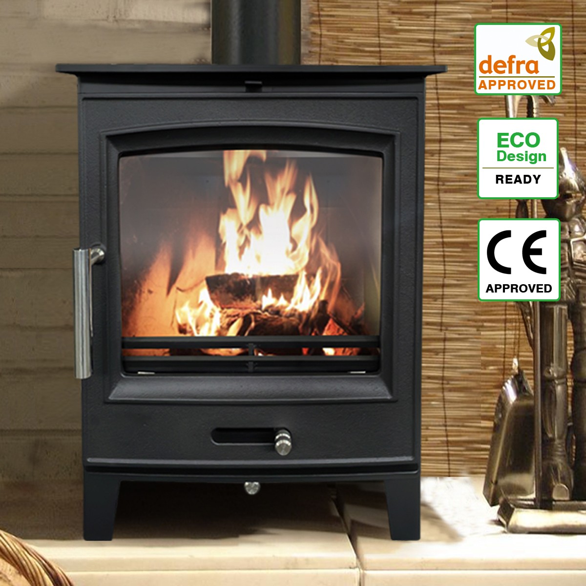 Multifuel Stove 5KW Wood Burner Heater Steel Fireplace Eco Design Defra Approved