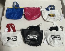Lot Of 6 IKEA Knolig Mini Zipper Coin Keychain Bag Tote Key Holder