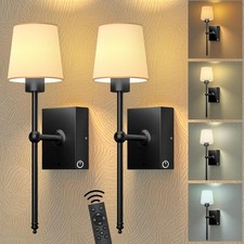 Rechargeable Battery-Operated Wall Sconces Set of 2: Black Wireless Wall Ligh...