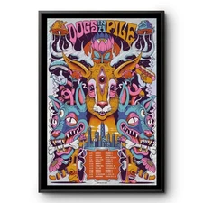 DOGS IN A PILE 2025 Tour Poster Print Psychedelic Goat Design