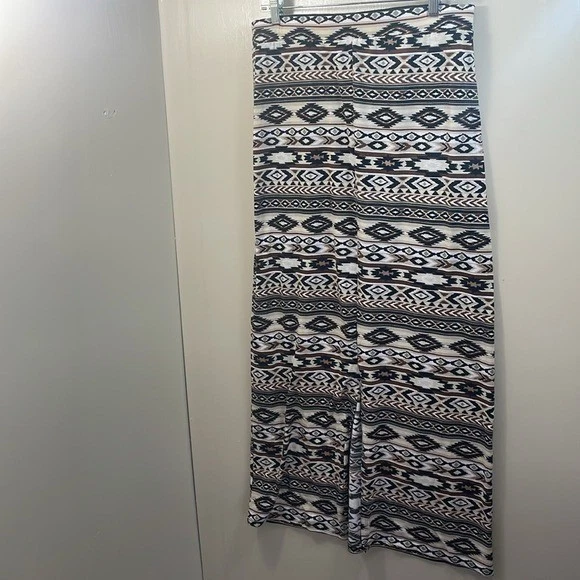 Maxi Falda Bobbie Brooks Damas Estampado Tribal Azteca Marrón Beige Talla L Foto 2 de 4