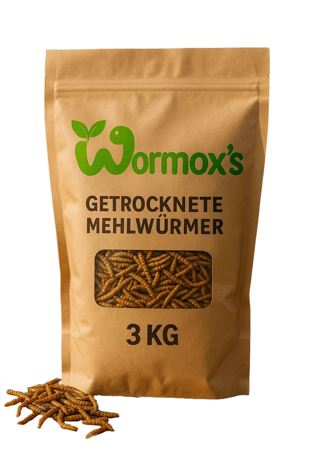 Getrocknete Mehlwürmer 3 KG  Premium Naturfutter für Wildvögel, Igel und Reptil - Bild 2 von 4