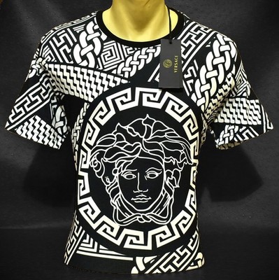 Men's Short Sleeve Versace T-Shirt Black Chain Crewneck Size XL