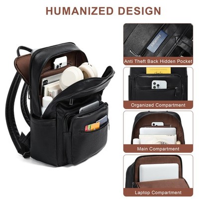 backpack purse for traveling Leather Laptop Backpack for Women 15.6 Inch Laptop Travel Backpack Purse  Casu