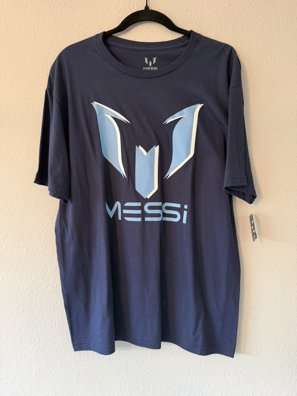 Lionel Messi Collection Shirt Mens Large Blue Shadow Logo Graphic Tee Soccer NWT