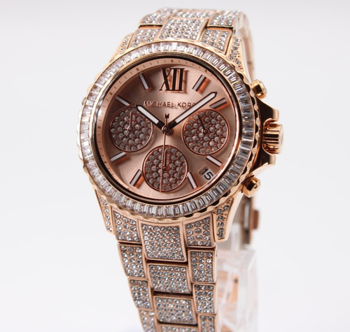 MICHAEL KORS 36 MM MK7235 Everest Chrono Crystal Rose Gold-Tone Ladies Watch