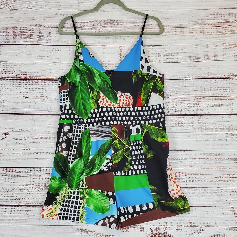 Vestido Mameluco Clover Canyon Mixto Estampado Tropical Talla L Resort Vaca Beach Nuevo con Etiquetas Foto 2 de 4