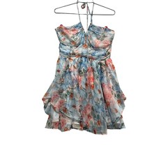 Lulus Floral Halter Chiffon Mini Dress Small NWT Romantic Tiered Ruffle