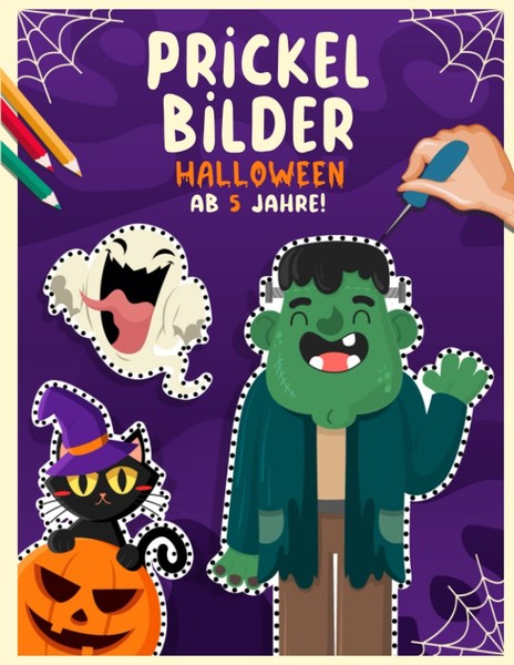 Prickelbilder Halloween Bastelbuch Ab 5 Jahre, Prickeln Malen Ausschneiden, XXL-image