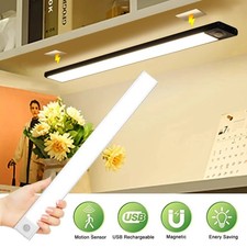 LED Motion Sensor Under Cabinet Closet Light Kitchen Lamp Strip USB Rechargeable