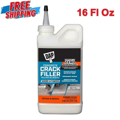 Concrete Crack Filler, Gray 16oz Dry 7079860500 DAP 7079860500 Resists Shrinkage