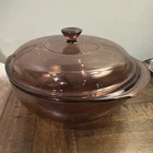 Pyrex Glass Amber 023 Round 1.5 L Casserole Baking Dish With 623-C lid Vintage