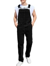 Denim Overalls Mens Pants Work Utility Jumpsuit Stretch Jeans Bib Coveralls B...