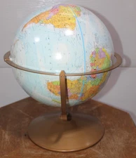 Vintage Globemaster 12" Inch Diameter Rotating Raised Textured Surface Globe