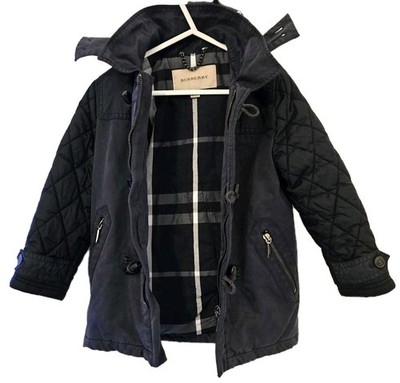 Burberry Kinder Marine Parka Mantel Alter 4 Kapuze Kariert Gefüttert Jacke Jungen Mädchen