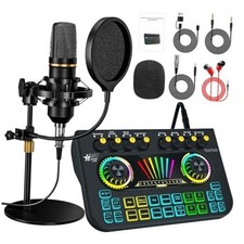 Podcast equipment bundle, with live sound card audio mixer, equipped X3-BM700S