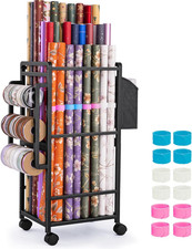 Gift Wrapping Paper Organizer Storage, Rolling Gift Wrap Storage Stand, Vertical