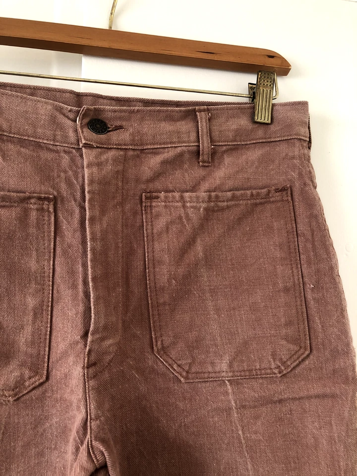 Jeans recortados vintage Lee Cooper color óxido con parte inferior campana con bolsillos de parche Foto 3 de 4