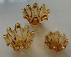 Vintage MCM Amber Murano Set Of 3 Nesting Art Glass Bowls, Ashtrays EUC