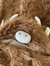 Pottery Barn Kids Highland Cow Critter Faux Fur Baby Hooded Towel NWOT READ