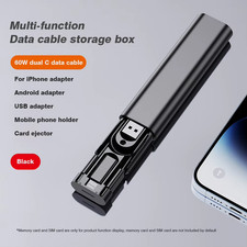 6 in 1 Multifunctional Data Cable Storage Box 60W Dual Type-C Data Cable Storage