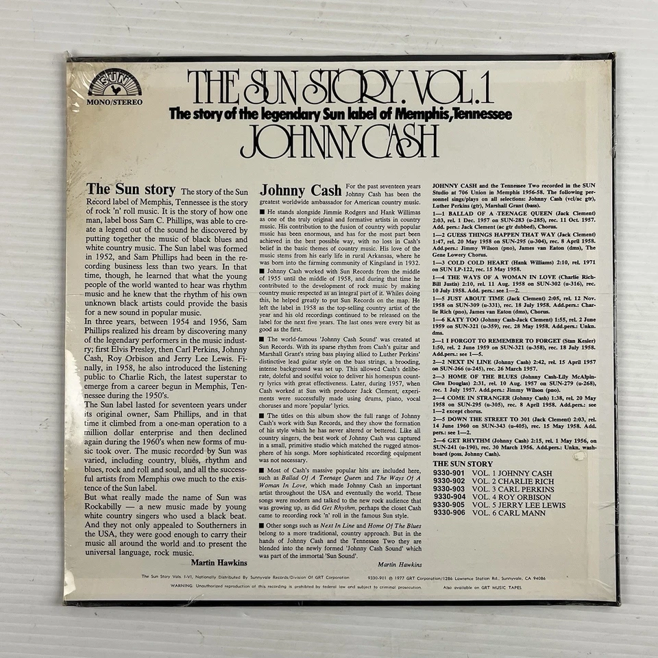 Johnny Cash - The Sun Story Vol. 1 LP 1977 SUN 9330-901 - NEW Sealed - Image 2 of 4