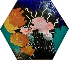 Original Acrylic Art On Canvas Underwater Flower or Corals 10 x 10 Signed W COA