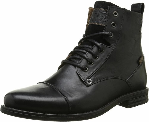 Levi's Emerson Negro para Hombre de Cuero Mediados Tobillo Botas del  Ejército | eBay
