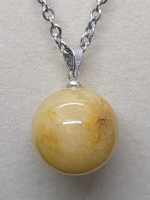 YELLOW JADE Crystal SPHERE Pendant Necklace 18''