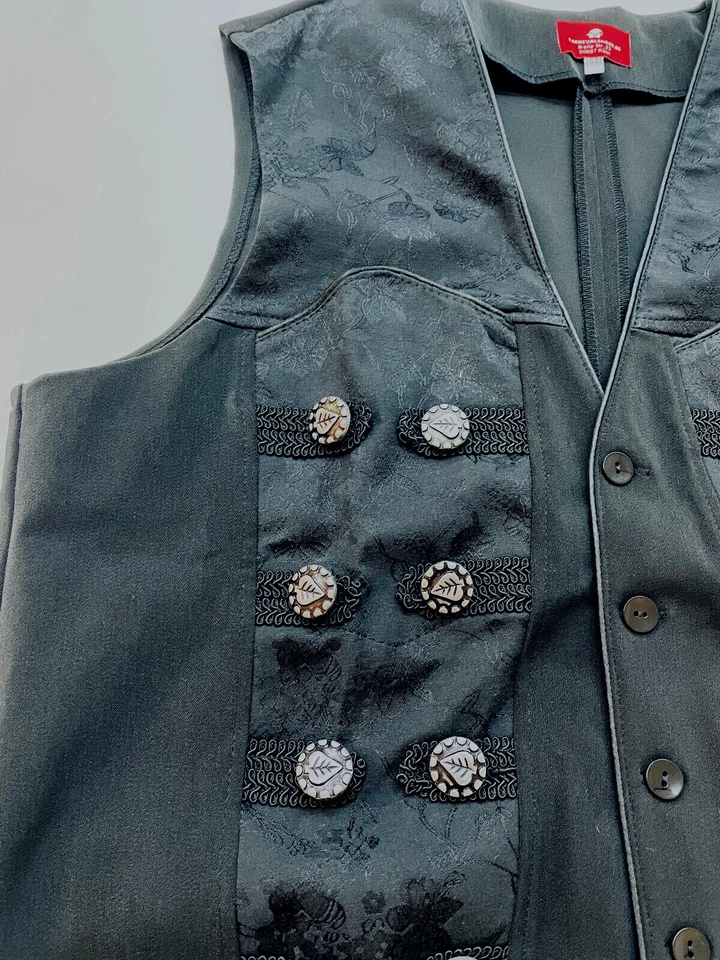 Gilet pour Homme Pantalon Gothique Steampunk Noir Haloween Mitellalt Costume - Photo 2/4