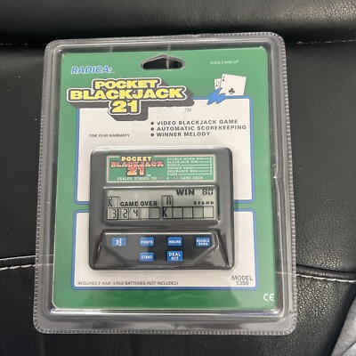 RADICA POCKET BLACKJACK 21 HANDHELD ELECTRONIC GAME MODEL 1350 ORIGINAL PACKAGE