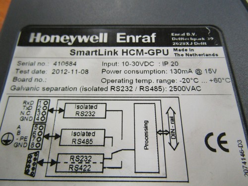 👀 HONEYWELL ENRAF SMARTLINK HCM-GPU PROCESSOR 10-30 VDC 130mA @ 15 VOLT IP 20 - Picture 7 of 7