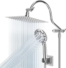 High Pressure 8'' Rainfall Shower Head with Handheld Combo 12'' Extension Arm