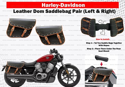 Leder ''Dom Vintage Satteltaschen Paar LH & RH passend für Harley Davidson''