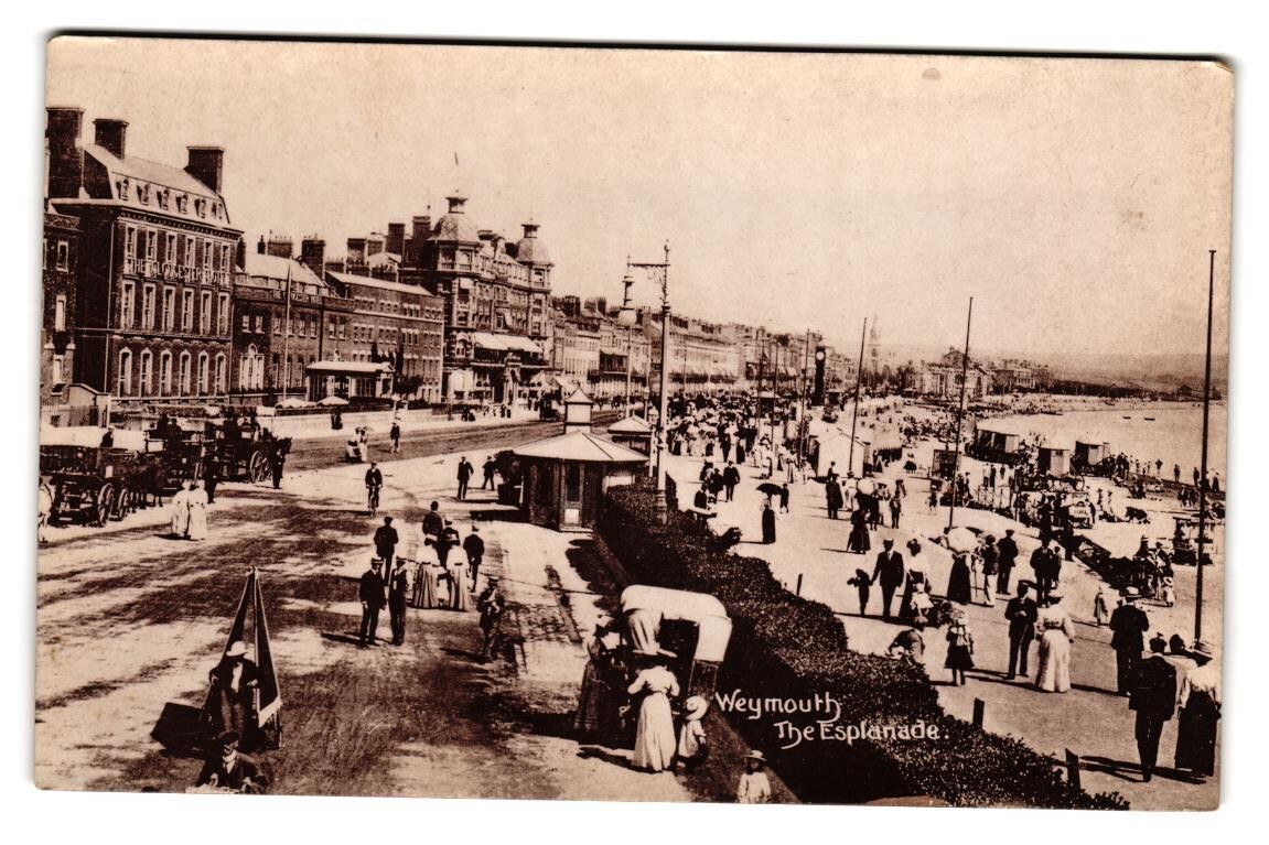 Postcard c.1904 England Dorset Weymouth The Esplanade Beach Boardwalk RPPC