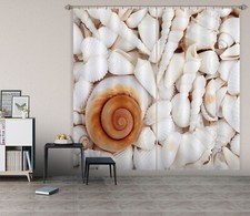 3D White Shell Conch ZHUA109 Photo Curtain Window Blockout Fabric Amy 2023