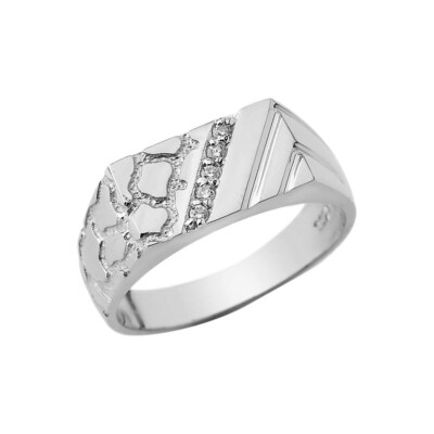 CZ Nugget Ring In Sterling Silver