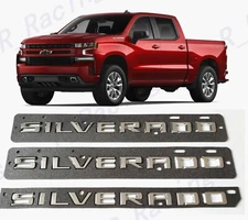 3PCS Kit Fender Tailgate Chrome Silverado Emblem Letters Fit 2019+ Silverado