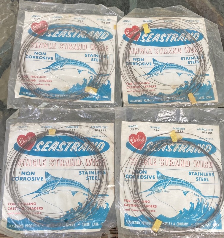 Seastrand Single Strand Wire No S59.  .022 Diameter.  105 Lbs Test 25’ Lot Of 4