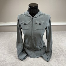 REI Women's Lightweight Hooded Full Zip Jacket Multi-Pockets Sz Small Gray