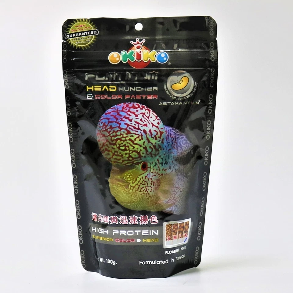 Okiko Platinum Flowerhorn Cichlid Fish Head M Pellets 12 of 100g - Image 2 of 4